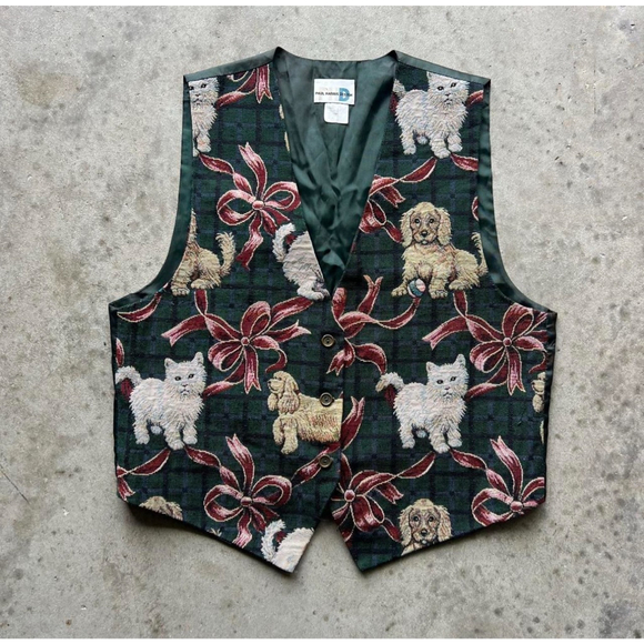 Vintage Paul Harris Tapestry Cat Dog Vest Women's Large - Picture 1 of 3